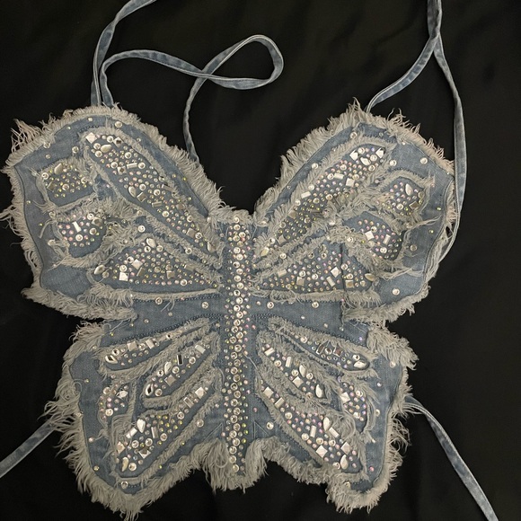 Blue short set with rhine stones. - Picture 2 of 3